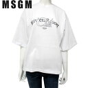 エムエスジーエム MSGM レディース トップス Tシャツ 半袖 ロゴ 袖口ワイド・MSGMフロントプリント付きカットソー ホワイト MDM109 298 01...