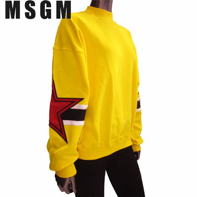 エムエスジーエム MSGM レディース トップス スウェット トレーナー ロゴ ユニセックス可 MSGMバックロゴ・エルボースター付スウェット イエロー MDM86Y 299 06 19S (R52380/R58200)【送料無料】【smtb-TK】