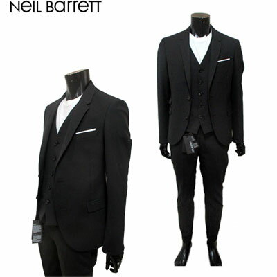 ニールバレット Neil Barrett メンズ アウター ジャケット セットアップ上下組スリーピーススーツ ブラック 黒 PBAB121V L003 01 91S (R273000)【送料無料】【smtb-TK】