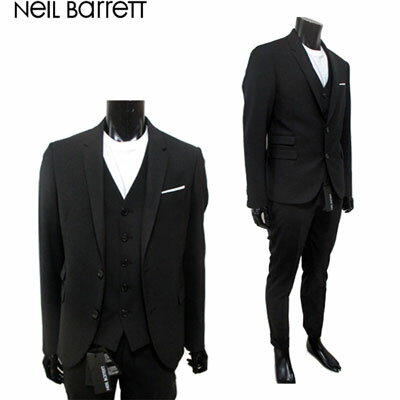 ニールバレット Neil Barrett メンズ アウター ジャケット セットアップ上下組スリーピーススーツ ブラック 黒 PBAB121V L003 01 91S (R273000)【送料無料】【smtb-TK】