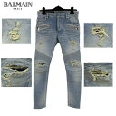 バルマン BALMAIN メンズ パンツ ボトムス デニム クラッシュ加工 ヴィンテージ/デストロイクラッシュ加工スリムデニムパンツ インディゴ RH05130 Z102 6AA 91S (R177000) 【送料無料】 【smtb-TK】