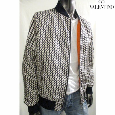 ヴァレンティノ VALENTINO メンズ アウター ジャケット ロゴ 総柄Vロゴプリントボンバージャケット バレンチノ ヴァレンチノ バレンティノ ネイビー ホワイト 藍色 白 RV3CI164 DKT AF9 GB91S (R280800)【送料無料】 【smtb-TK】