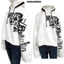 ディースクエアード DSQUARED2 レディース トップス パーカー フーディー ロゴ フロント・スリーブDSQUARED2ロゴプリント付きショート丈ロングス...
