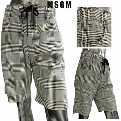 エムエスジイエム エムエスジーエム MSGM メンズ パンツ ボトムス ハーフパンツ グレンチェック柄ハーフパンツ 黒 白 2640MB11 195022 99 91S (R44600)【送料無料】 【smtb-TK】