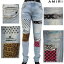 2019年春夏新作アミリ AMIRI メンズ デストロイ加工・ハラコパッチワーク付デニムパンツ デストロイ・クラッシュ加工 ハラコ レザー インディゴ MBAPJ S19 ILS GB91S (R195240) 【送料無料】 【smtb-TK】