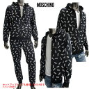 【送料無料】モスキーノ(MOSCHINO)総柄スモールロゴ入りジップアップパーカー セットアップ着用可(ボトムス別売り)