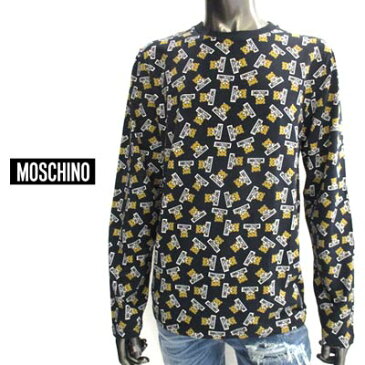 モスキーノ MOSCHINO メンズ 総柄ベアー・ブランドロゴ入りロングスリーブTシャツ ロゴ 2color 総柄ベアー ロンT 長袖熊 ホワイト/ブラック 白/黒 1912 8126 1001/1555 91S (R18900)【送料無料】 【smtb-TK】