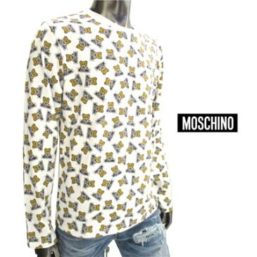 モスキーノ MOSCHINO メンズ 総柄ベアー・ブランドロゴ入りロングスリーブTシャツ ロゴ 2color 総柄ベアー ロンT 長袖熊 ホワイト/ブラック 白/黒 1912 8126 1001/1555 91S (R18900)【送料無料】 【smtb-TK】