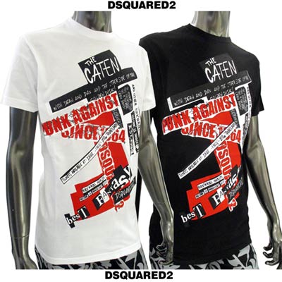 樂天商城 - ディースクエアード DSQUARED2 メンズ トップス Tシャツ 半袖 ロゴ 2color マルチプリント・グラフィティープリントTシャツ 白/黒 GD0742 S22427 100/900 GB91S (R38880) 【送料無料】 【smtb-TK】