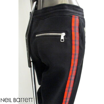 ニールバレット チェックストライプライン入りジョガーパンツ メンズ Neil Barrett ブラック 黒 レッド 赤 PBJP147S M505 1076 91A (R90200)【送料無料】【2019年秋冬新作】 【smtb-TK】