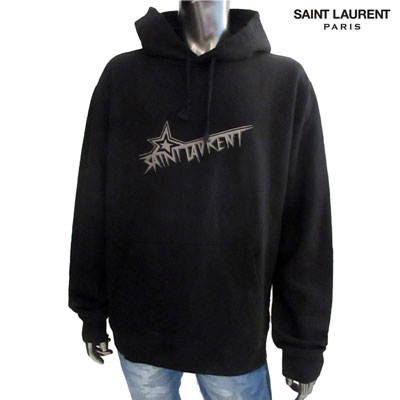 サンローランパリ SAINT LAURENT PARIS メンズ トップス パーカー フーディー ロゴ フロントSAINTLAURENTスターロゴプリントパーカ...