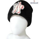 モンクレール MONCLER メンズ 帽子 キャップ ニット帽 ユニセックス可 羊毛フェルト・トリコロールロゴワッペン付きニット帽 ブラック 9973810 A...