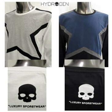 ハイドロゲン HYDROGEN メンズ トップス ロンT 長袖 ロゴ 2color スターロゴ・バックスカルプリント付きロングTシャツ 白/紺 250611 077/088 (R24200) 91A【送料無料】 【smtb-TK】