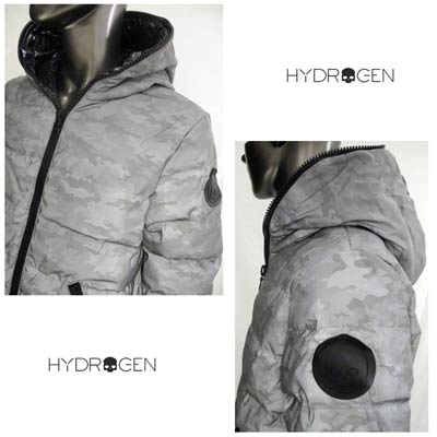 ハイドロゲン HYDROGEN メンズ アウター ダウン ジャケット ロゴ DUVETICAコラボ・グレーカモ柄ラバーロゴ付きダウンジャケット グレー 25D001 C98 CAMO (R151800) 91A【送料無料】 【smtb-TK】