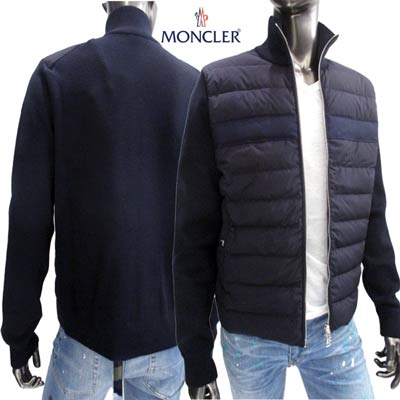 【完売】モンクレール MONCLER メンズ アウター ダウン ジャケット ロゴ MAGLIONE ニット切り替えしアームロゴ付ライトダウンジャケット ネイビー 9422800 A9095 777 (R125500) 91A【送料無料】 【smtb-TK】