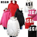 エムエスジーエム MSGM レディース トップス パーカー フーディー ロゴ 4color 4色展開バックMSGMビッグロゴ入りパーカー ホワイト/ピンク/レッ...