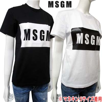 乐天商城 - エムエスジーエム MSGM レディース トップス Tシャツ 半袖 ロゴ 2color MSGMロゴ入り半袖Tシャツ 黒/白 2741MDM95 195797 99/01（R17600) 91A【送料無料】【smtb-tk】