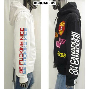 ディースクエアード DSQUARED2 メンズ パーカー フーディー ロゴ 2color マルチプリント・スリーブプリント付きパーカー 白/黒 S74GU0333 S25030 100/900 (R78200) 91A【送料無料】 【smtb-TK】