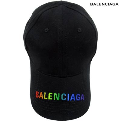 【完売】バレンシアガ BALENCIAGA メンズ 帽子 キャップ ロゴ ユニセックス可 レインボーカラーBALENCIAGAロゴ刺繍入りキャップ ブラック 564206 410B2 1000 (R55000) GB91A【送料無料】 【smtb-TK】のサムネイル