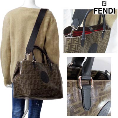 2019年秋冬新作 フェンディ FENDI レディース バッグ 鞄 ロゴ 2WAY ユニセックス可 総柄FFズッカ柄・フロントラバーロゴ入りバッグ ブラウン 7VA467 A5K4 F17PZ (R203500) 91A【送料無料】 【smtb-TK】