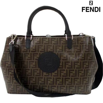 2019年秋冬新作 フェンディ FENDI レディース バッグ 鞄 ロゴ 2WAY ユニセックス可 総柄FFズッカ柄・フロントラバーロゴ入りバッグ ブラウン 7VA467 A5K4 F17PZ (R203500) 91A【送料無料】 【smtb-TK】