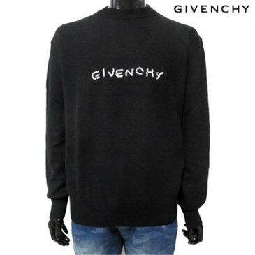 ジバンシー GIVENCHY メンズ トップス ニット セーター ロゴ GIVENCHY刺繍ロゴ入りクルーネックニット ブラック BM908P4 Y3J 001 (R154000) 91A【送料無料】 【smtb-TK】