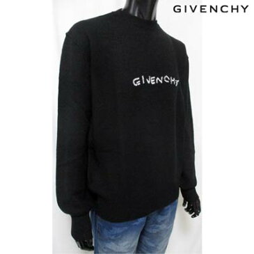 ジバンシー GIVENCHY メンズ トップス ニット セーター ロゴ GIVENCHY刺繍ロゴ入りクルーネックニット ブラック BM908P4 Y3J 001 (R154000) 91A【送料無料】 【smtb-TK】