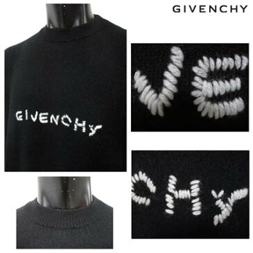 ジバンシー GIVENCHY メンズ トップス ニット セーター ロゴ GIVENCHY刺繍ロゴ入りクルーネックニット ブラック BM908P4 Y3J 001 (R154000) 91A【送料無料】 【smtb-TK】