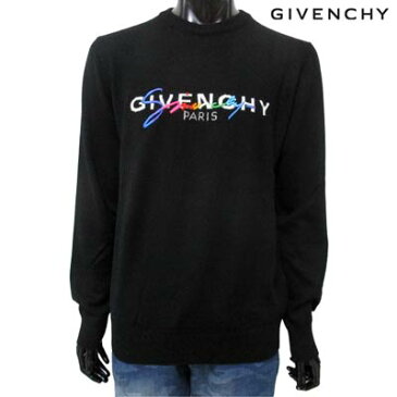 ジバンシー GIVENCHY メンズ トップス ニット セーター ロゴ 刺繍 GIVENCHYロゴ・被せ刺繍ロゴ入りクルーネックニット ブラック BM90B14 04X 001 (R142600) 91A【送料無料】 【smtb-TK】