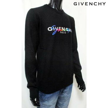 ジバンシー GIVENCHY メンズ トップス ニット セーター ロゴ 刺繍 GIVENCHYロゴ・被せ刺繍ロゴ入りクルーネックニット ブラック BM90B14 04X 001 (R142600) 91A【送料無料】 【smtb-TK】