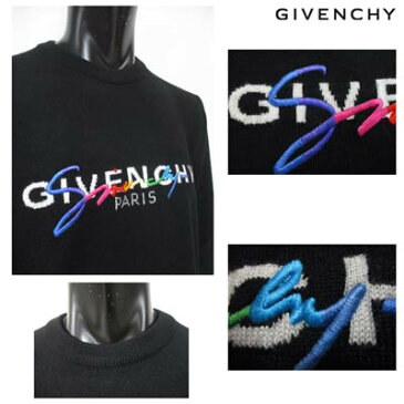 ジバンシー GIVENCHY メンズ トップス ニット セーター ロゴ 刺繍 GIVENCHYロゴ・被せ刺繍ロゴ入りクルーネックニット ブラック BM90B14 04X 001 (R142600) 91A【送料無料】 【smtb-TK】