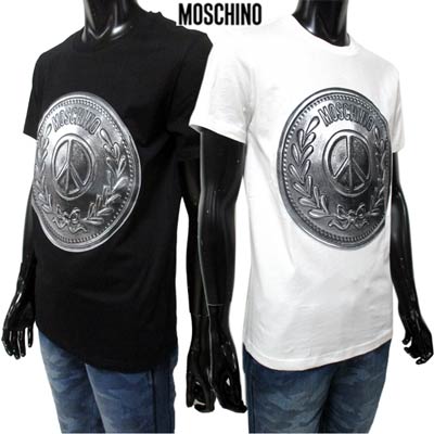 モスキーノ Tシャツ メンズ モスキーノ MOSCHINO メンズ トップス Tシャツ 半袖 ロゴ 2color フロントMOSCHINOピースボタンロゴ付Tシャツ 白/黒 0718 2040 1001/1555 (R30200) 02S 春夏【送料無料】 【smtb-TK】