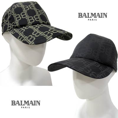 バルマン BALMAIN メンズ 帽子 キャップ ロゴ ユニセックス可 2color 総柄BBロゴ付ナイロンキャップ ブラック/カーキ TH1A044 I543 EAP/EAF (R43200) 02S 春夏 【送料無料】 【smtb-TK】