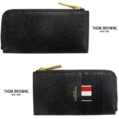 トムブラウン THOM BROWNE メンズ 小物 カードケース コインケース THOM BROWNEロゴ トリコロールライン入りウォレット カードケース 片側マチ付きブラック黒 MAW080A 00198 001 (R64000) 02S 春夏 【送料無料】 【smtb-TK】