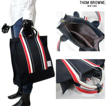 トムブラウン THOM BROWNE メンズ 鞄 バッグ トートバッグ ユニセックス可 表地/裏地トリコロールライン・ボタンロゴ刻印・ロゴタグ付きトートバッグ ネイビー MAG170A 05390 415 (R157300) 02S 2020年春夏新作 【送料無料】 【smtb-TK】
