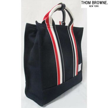 トムブラウン THOM BROWNE メンズ 鞄 バッグ トートバッグ ユニセックス可 表地/裏地トリコロールライン・ボタンロゴ刻印・ロゴタグ付きトートバッグ ネイビー MAG170A 05390 415 (R157300) 02S 2020年春夏新作 【送料無料】 【smtb-TK】