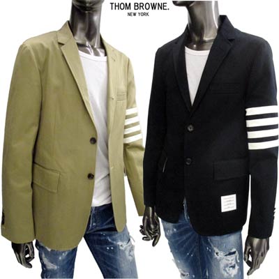 トム・ブラウン トムブラウン THOM BROWNE メンズ アウター ジャケット ロゴ 2color アーム部分ライン入り・ネック部分・袖裏トリコロールライン・裾部分タグ付きテーラードジャケット ネイビー/キャメル MJU490A 03788 415/275 (R124300) 02S 春夏 【送料無料】 【smtb-TK】