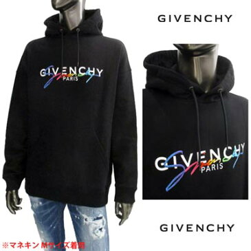 ジバンシー GIVENCHY メンズ トップス パーカー フーディー ロゴ GIVENCHYロゴ・刺繍ロゴ付パーカー ブラック BMJ03D 30AF 001 (R125400) 02S 2020年春夏新作 【送料無料】 【smtb-TK】