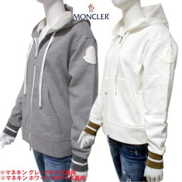 モンクレール ジップアップパーカー レディース モンクレール MONCLER レディース トップス パーカー フーディー ロゴ 2color アーム部分ビッグロゴワッペン付ジップアップパーカー 白/灰 8G70300 V8101 987/032 (R97900) 02S 春夏 【送料無料】 【smtb-TK】