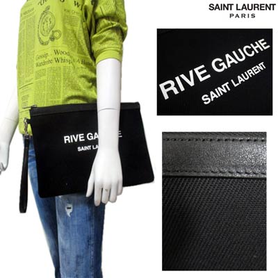 サンローランパリ SAINT LAURENT PARIS メンズ 鞄 バッグ クラッチバッグ ロゴ ユニセックス可 フロントRIVEGAUCHE SAINTLAURENTロゴプリント付きクラッチバッグ ブラック 581369 96NAD 1070 (R60500) 02S 2020年春夏新作【送料無料】 【smtb-TK】