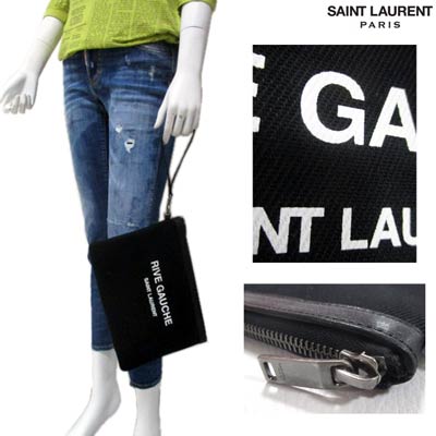 サンローランパリ SAINT LAURENT PARIS メンズ 鞄 バッグ クラッチバッグ ロゴ ユニセックス可 フロントRIVEGAUCHE SAINTLAURENTロゴプリント付きクラッチバッグ ブラック 581369 96NAD 1070 (R60500) 02S 2020年春夏新作【送料無料】 【smtb-TK】