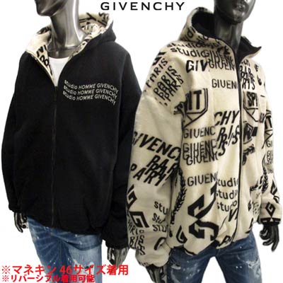 ジバンシー GIVENCHY メンズ アウター ジャケット ロゴ リバーシブル着用可 表地総柄ロゴ・裏地ロゴ刺繍入りラムレザー100%フード付きジップアップジャケット　ベージュ ブラック BM00HD 60QL 116 (R899000) 02S 2020年新作【送料無料】 【smtb-TK】