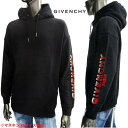 ジバンシー GIVENCHY メンズ トップス パーカー フーディー ロゴ レフトスリーブ部分GIVENCHYパイル地ロゴ付パーカー ブラック BMJ05V 3...