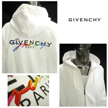 ジバンシー GIVENCHY メンズ トップス パーカー フーディー ロゴ バックGIVENCHY刺繍ロゴ入りジップアップパーカー ホワイト BMJ03K 30AF 100 (R140000) 02S 2020年春夏新作 【送料無料】 【smtb-TK】