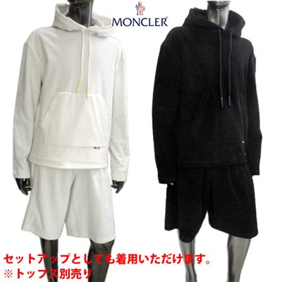 モンクレール MONCLER メンズ パンツ ボトムス ハーフパンツ ロゴ 2color セットアップ着用可(トップス別売り) 左裾部分ロゴ入りパイル地バミューダパンツ 白/黒 8H70300 V8119 999/001 (R85300) 02S 2020年春夏新作 【送料無料】 【smtb-TK】