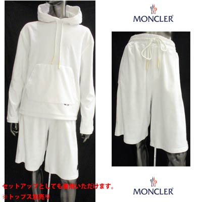 モンクレール MONCLER メンズ パンツ ボトムス ハーフパンツ ロゴ 2color セットアップ着用可(トップス別売り) 左裾部分ロゴ入りパイル地バミューダパンツ 白/黒 8H70300 V8119 999/001 (R85300) 02S 2020年春夏新作 【送料無料】 【smtb-TK】