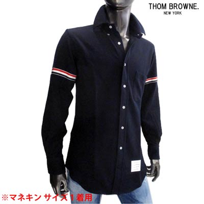 トムブラウン THOM BROWNE メンズ トップス シャツ 長袖 ロゴ アーム部分/襟後トリコロールライン・裾タグ付きボタンダウンシャツ ネイビー インディゴ MWL150E 00050 415 (R65500) 91A【送料無料】 【smtb-TK】のサムネイル