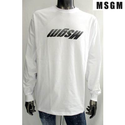 エムエスジーエム MSGM メンズ トップス ロンT 長袖 ロゴ 2color ユニセックス可 MSGMスラッシュロゴプリント付ロングTシャツ 白/黒 2840MM161 207098 01/99 (R25300) 02S 春夏【送料無料】 【smtb-TK】