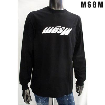 エムエスジーエム MSGM メンズ トップス ロンT 長袖 ロゴ 2color ユニセックス可 MSGMスラッシュロゴプリント付ロングTシャツ 白/黒 2840MM161 207098 01/99 (R25300) 02S 春夏【送料無料】 【smtb-TK】