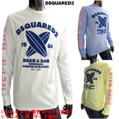 ディースクエアード DSQUARED2 メンズ トップス ロンT 長袖 ロゴ 3color DSQUARED2マルチロゴ・スリーブロゴプリント付きロングTシャツ 白/青/黄色 S74GD0681 S22507 100/519/169 (R49500) 02S 春夏 